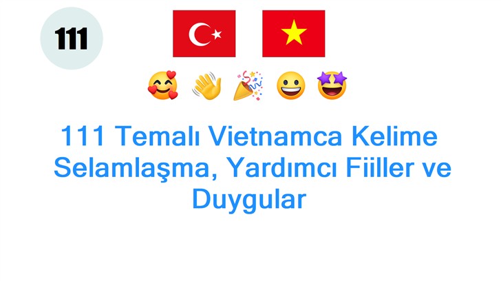 111 Temalı Vietnamca Kelime: Selamlaşma, Yardımcı Fiiller ve Duygular